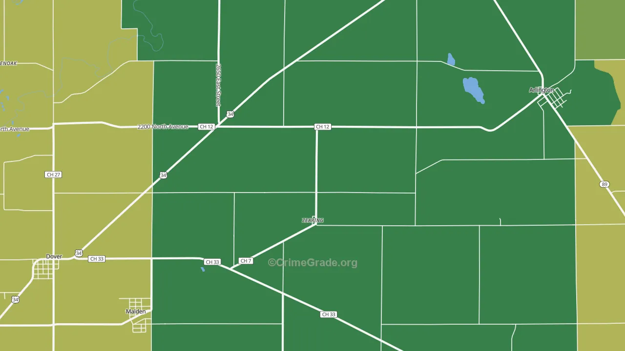 Zearing, IL Map of Assault Rates