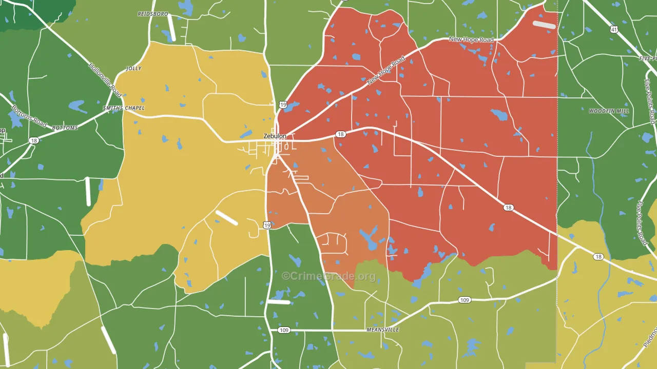 Zebulon, GA Map of Assault Rates