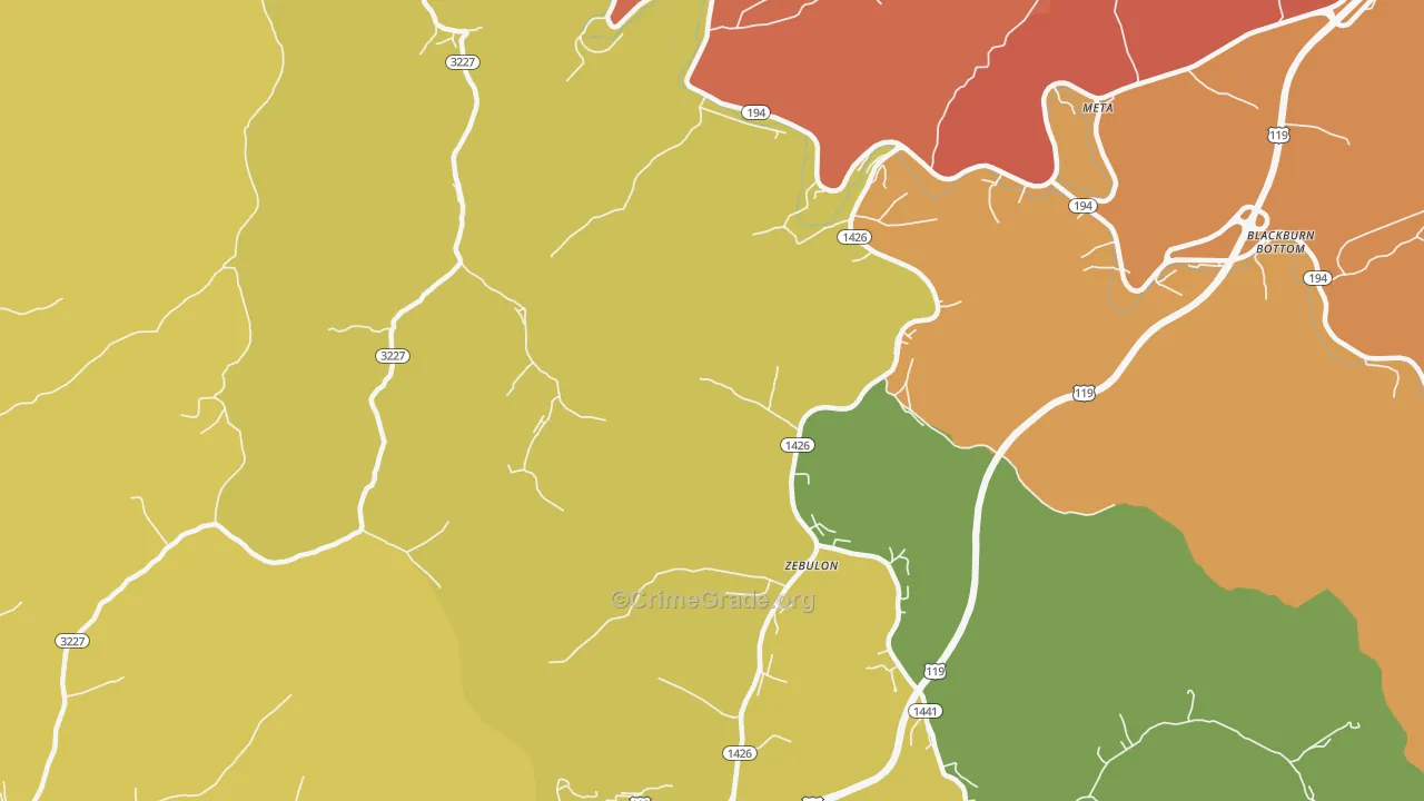 Zebulon, KY Map of Assault Rates