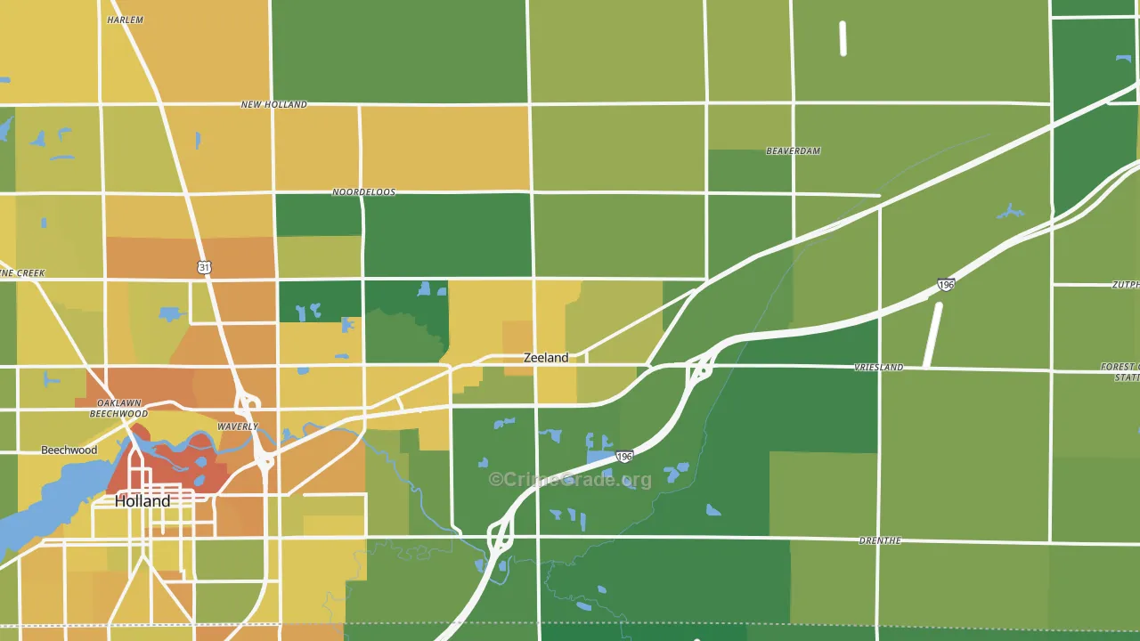 Zeeland, MI Map of Assault Rates