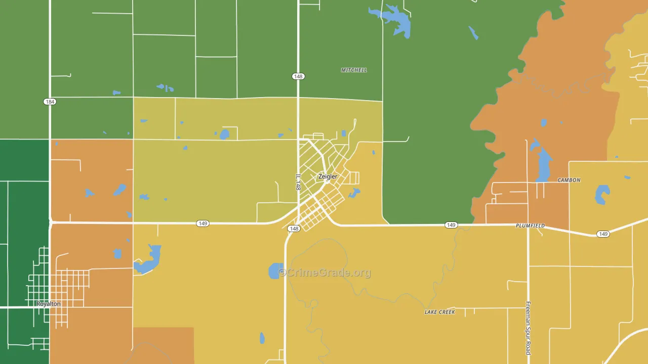 Zeigler, IL Map of Assault Rates