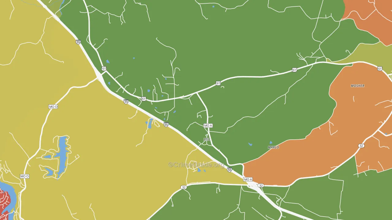 Zell, MO Map of Assault Rates