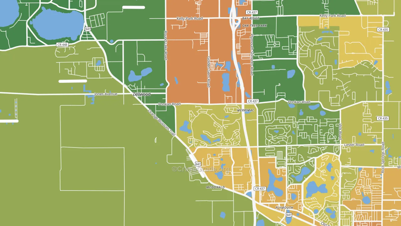 Zellwood, FL Map of Assault Rates