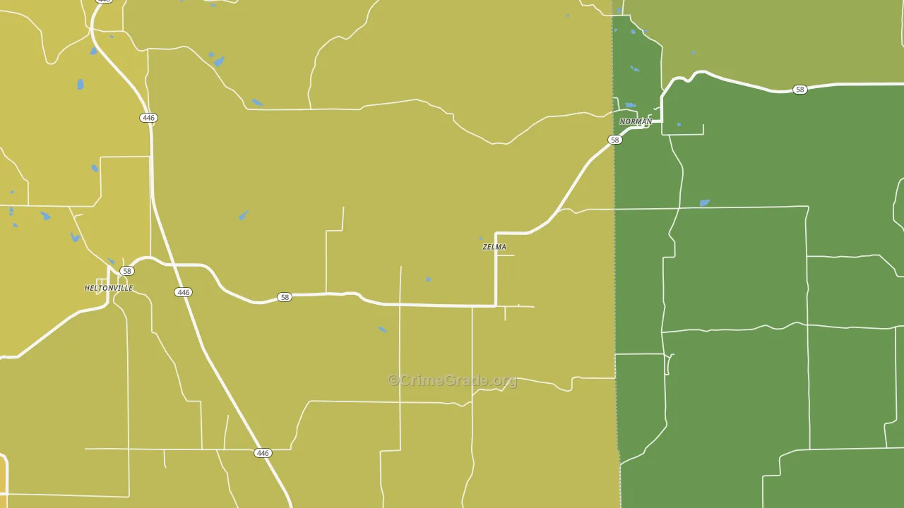 Zelma, IN Map of Assault Rates