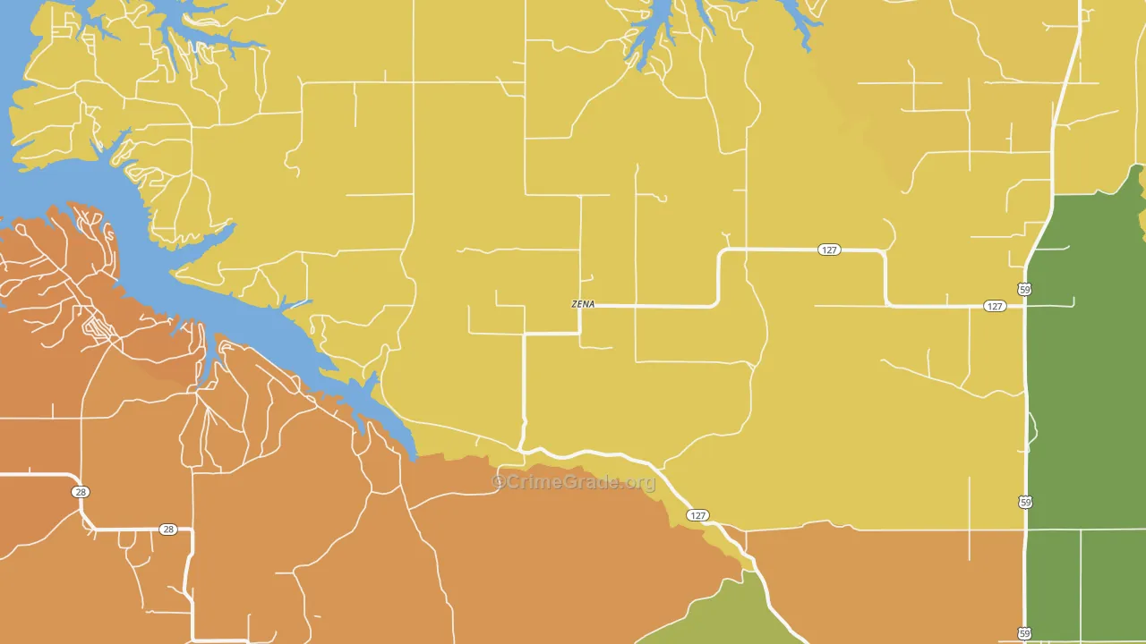 Zena, OK Map of Assault Rates
