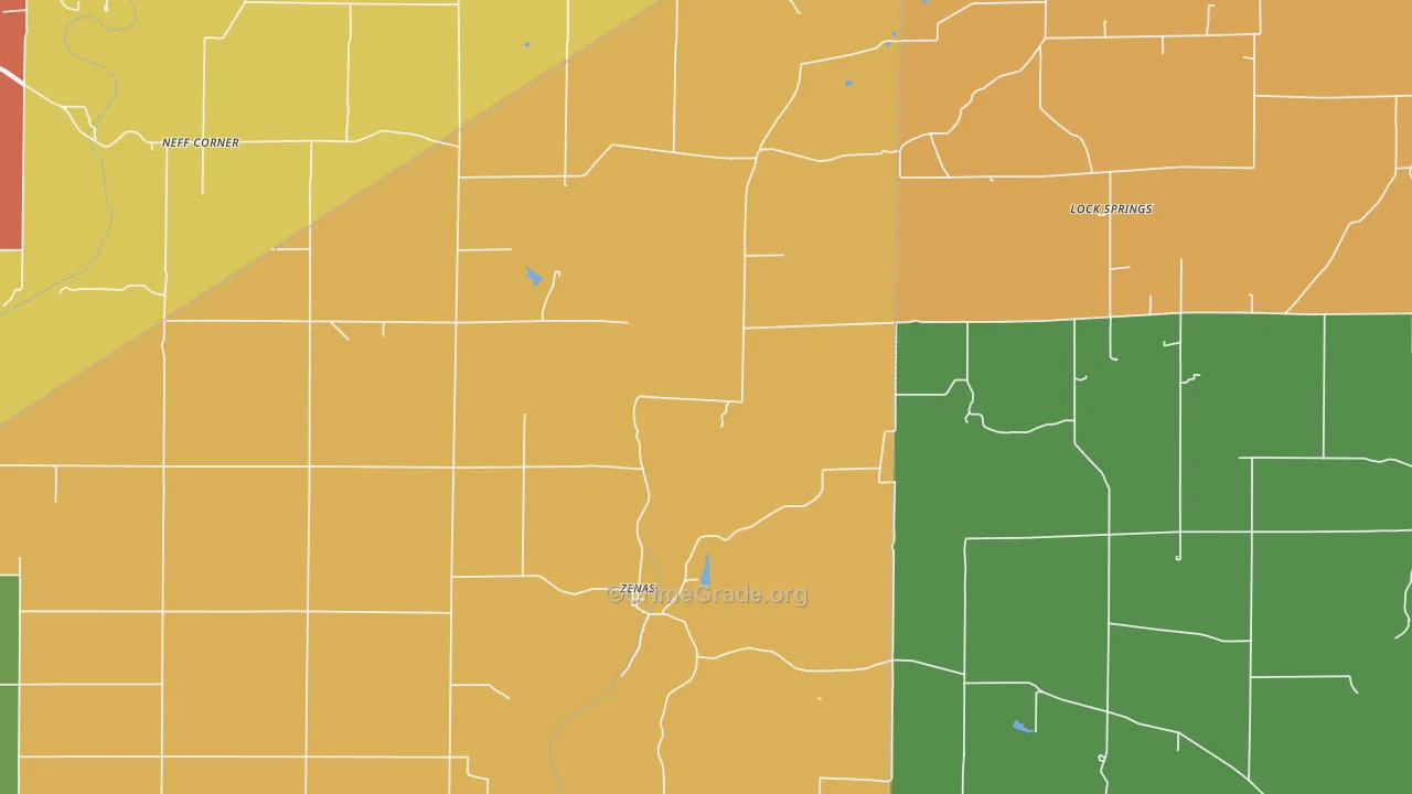 Zenas, IN Map of Assault Rates