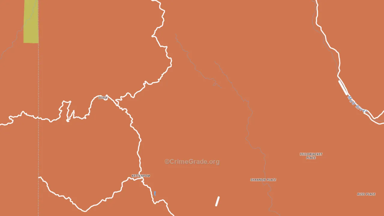 Zenia, CA Map of Assault Rates
