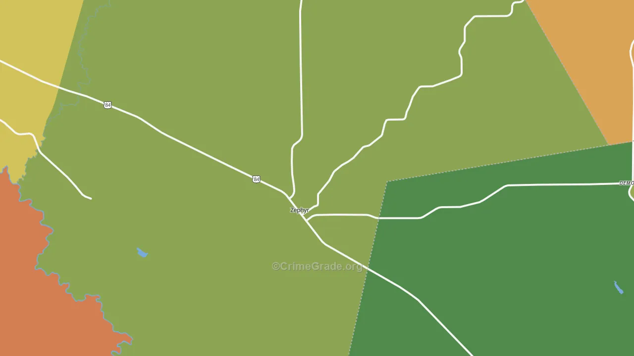 Zephyr, TX Map of Assault Rates
