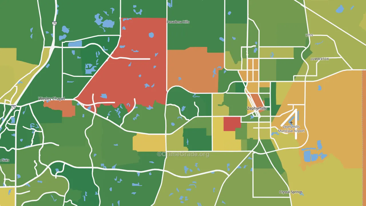 Zephyrhills, FL Map of Assault Rates