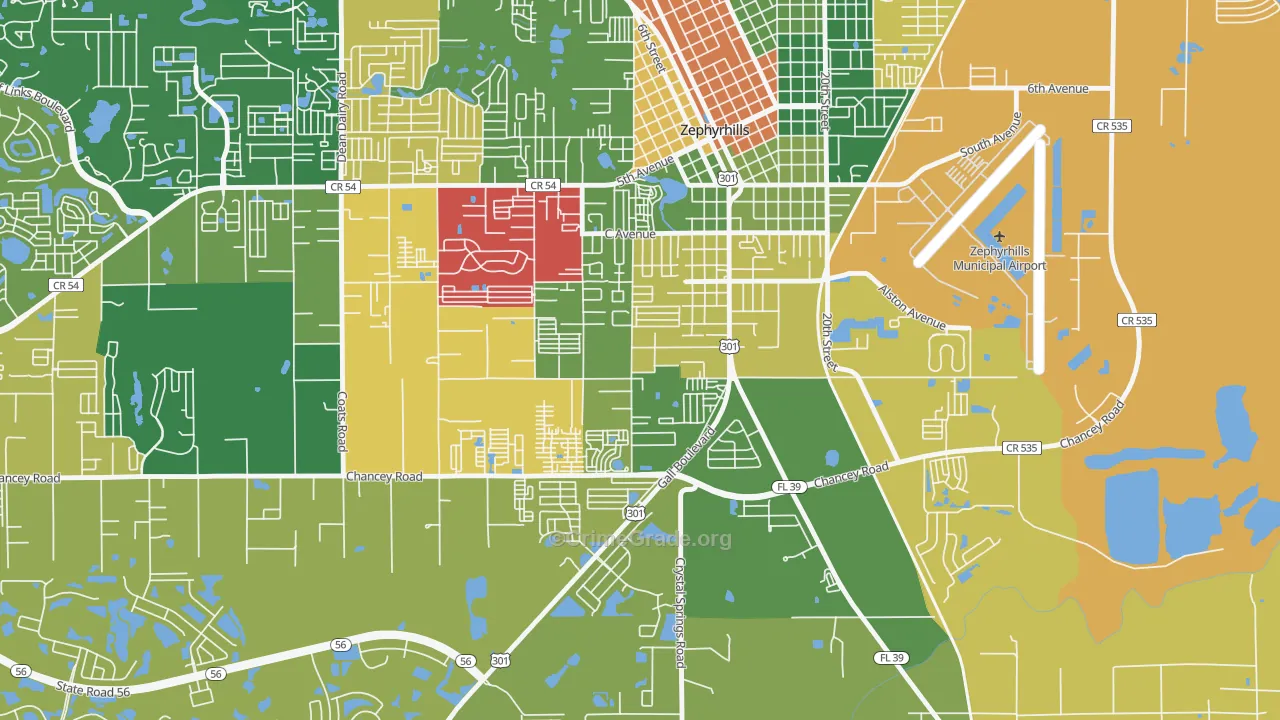 Zephyrhills South, FL Map of Assault Rates