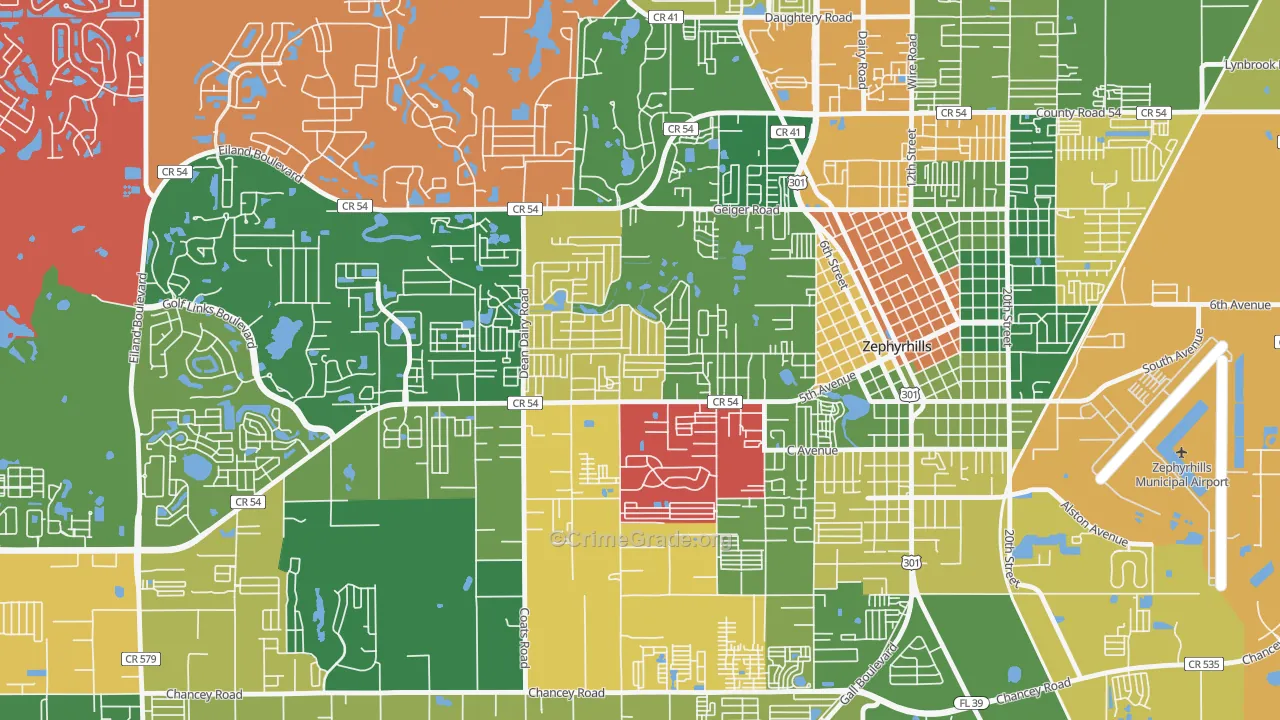 Zephyrhills West, FL Map of Assault Rates