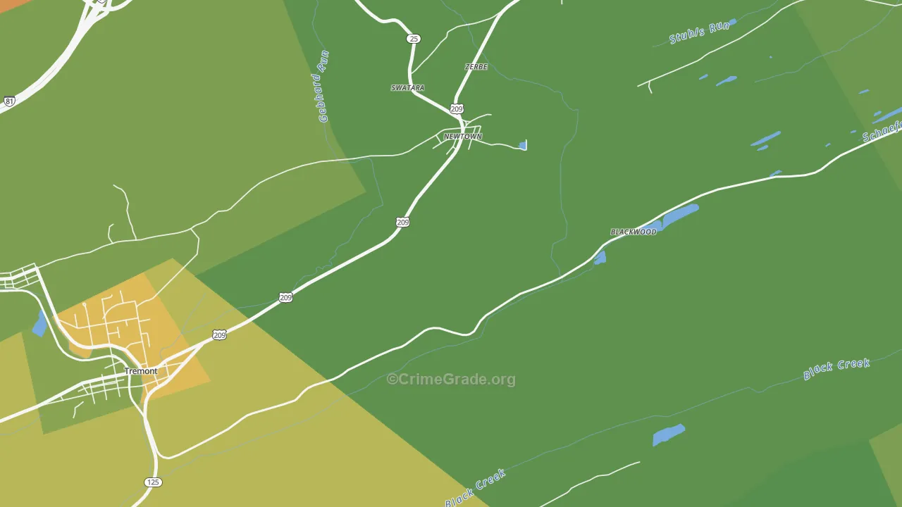 Zerbe, PA Map of Assault Rates