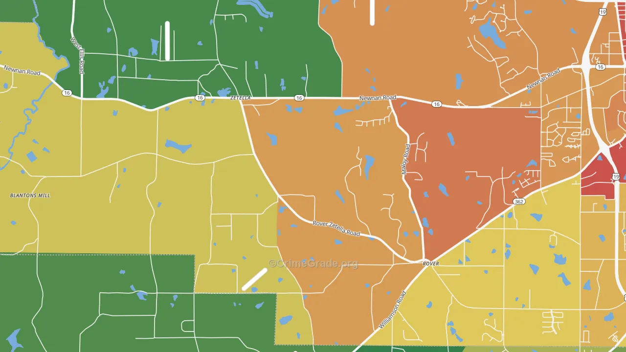Zetella, GA Map of Assault Rates