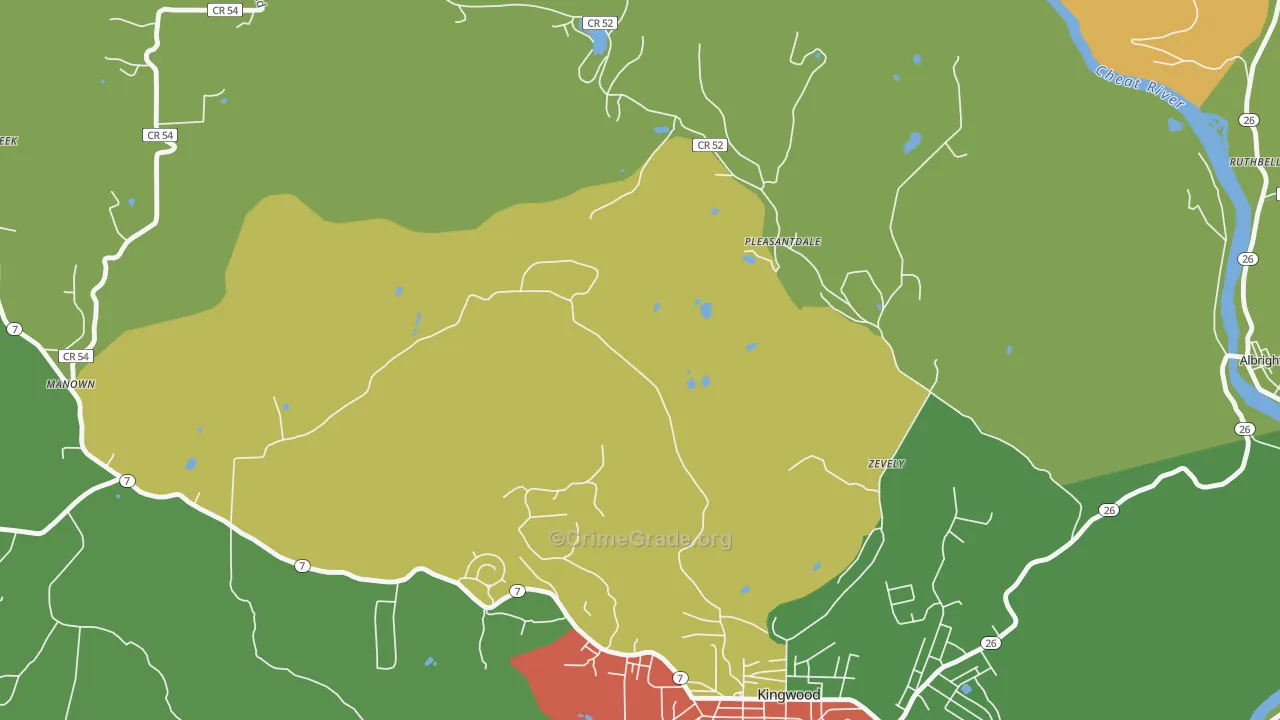 Zevely, WV Map of Assault Rates