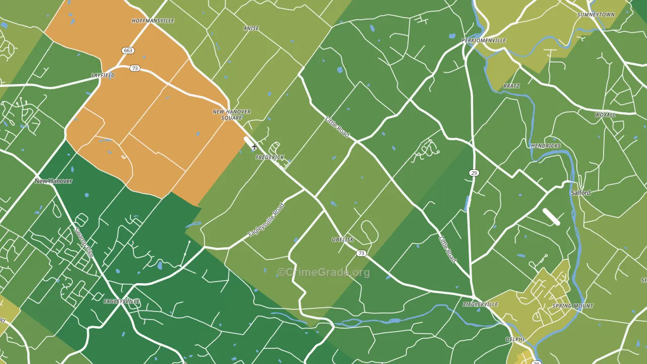 Zieglerville, PA Map of Assault Rates