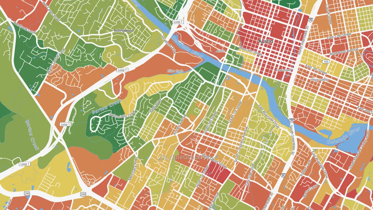 Zilker, Austin, TX Map of Assault Rates