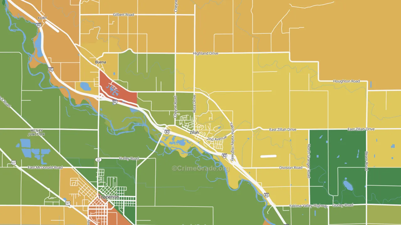 Zillah, WA Map of Assault Rates