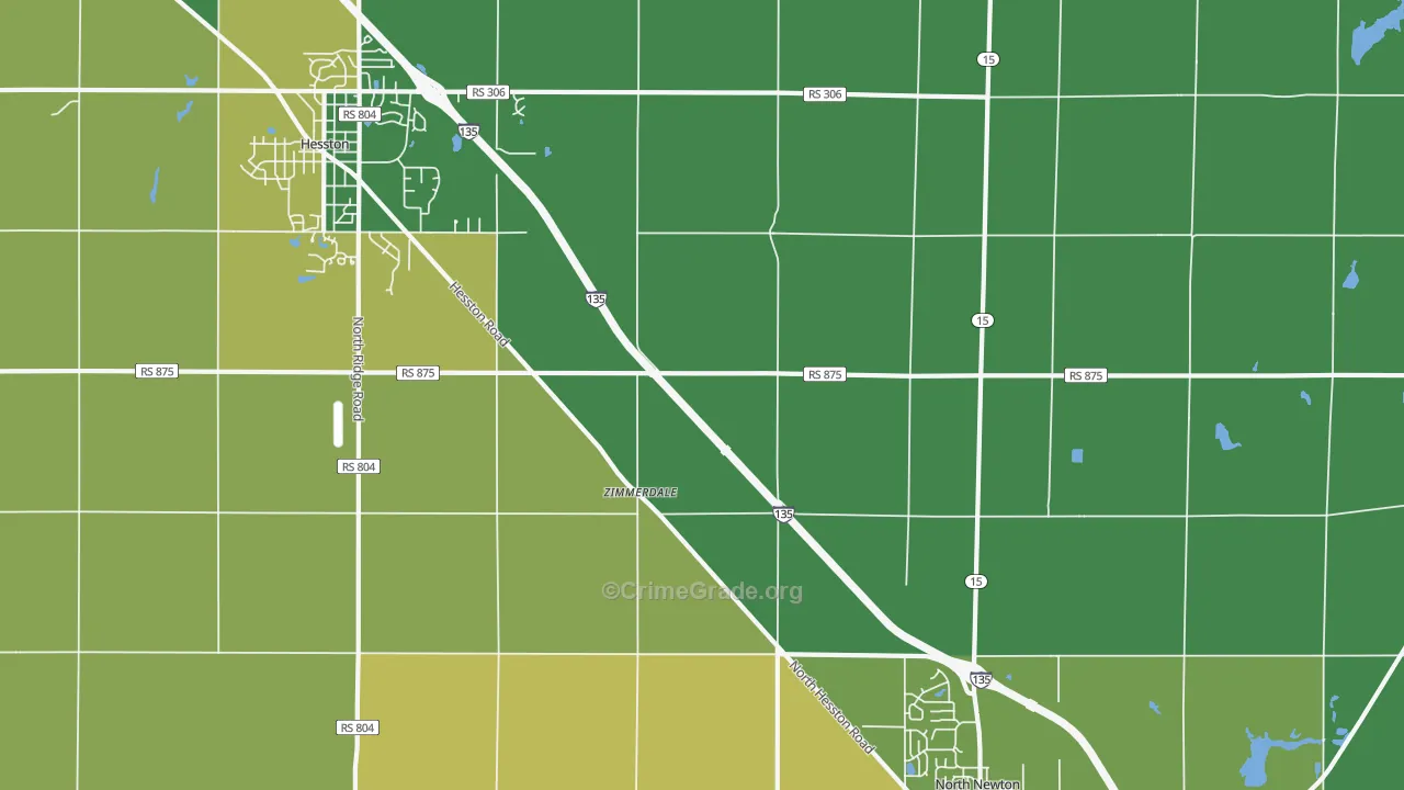 Zimmerdale, KS Map of Assault Rates