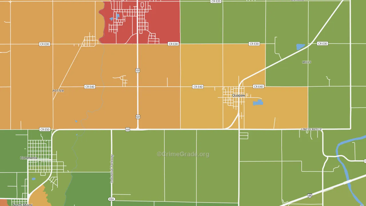 Zincville, OK Map of Assault Rates