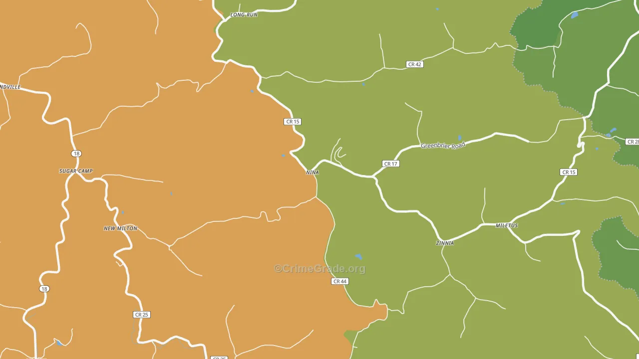 Zinnia, WV Map of Assault Rates