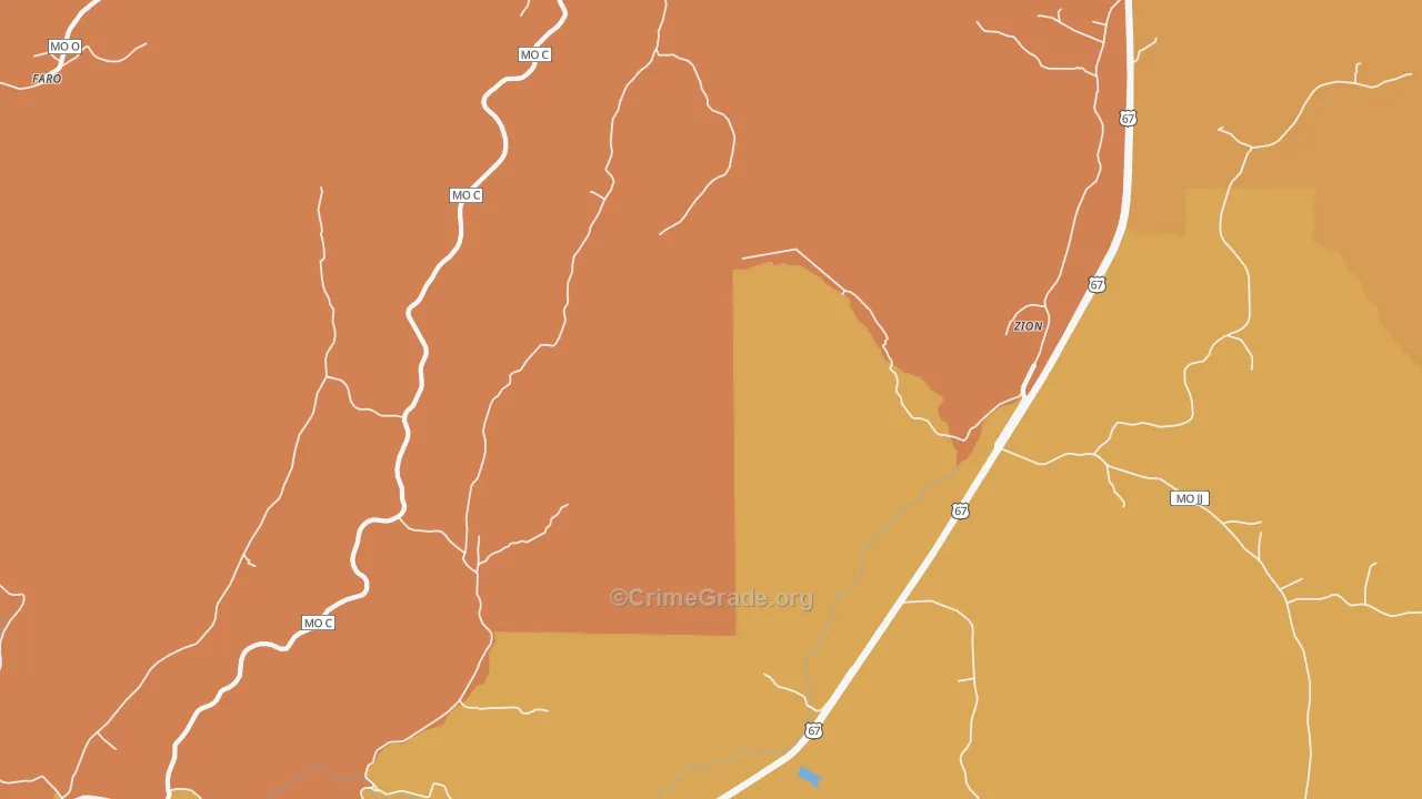 Zion, MO Map of Assault Rates