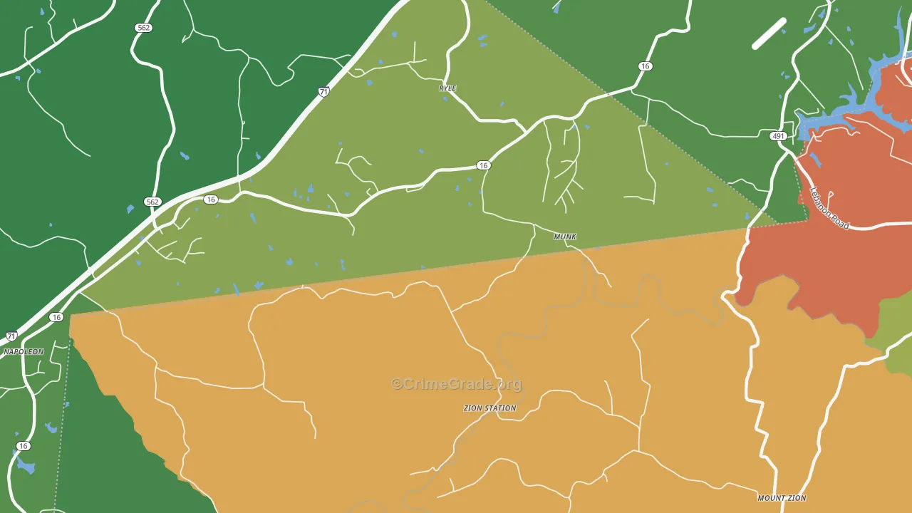 Zion Station, KY Map of Assault Rates