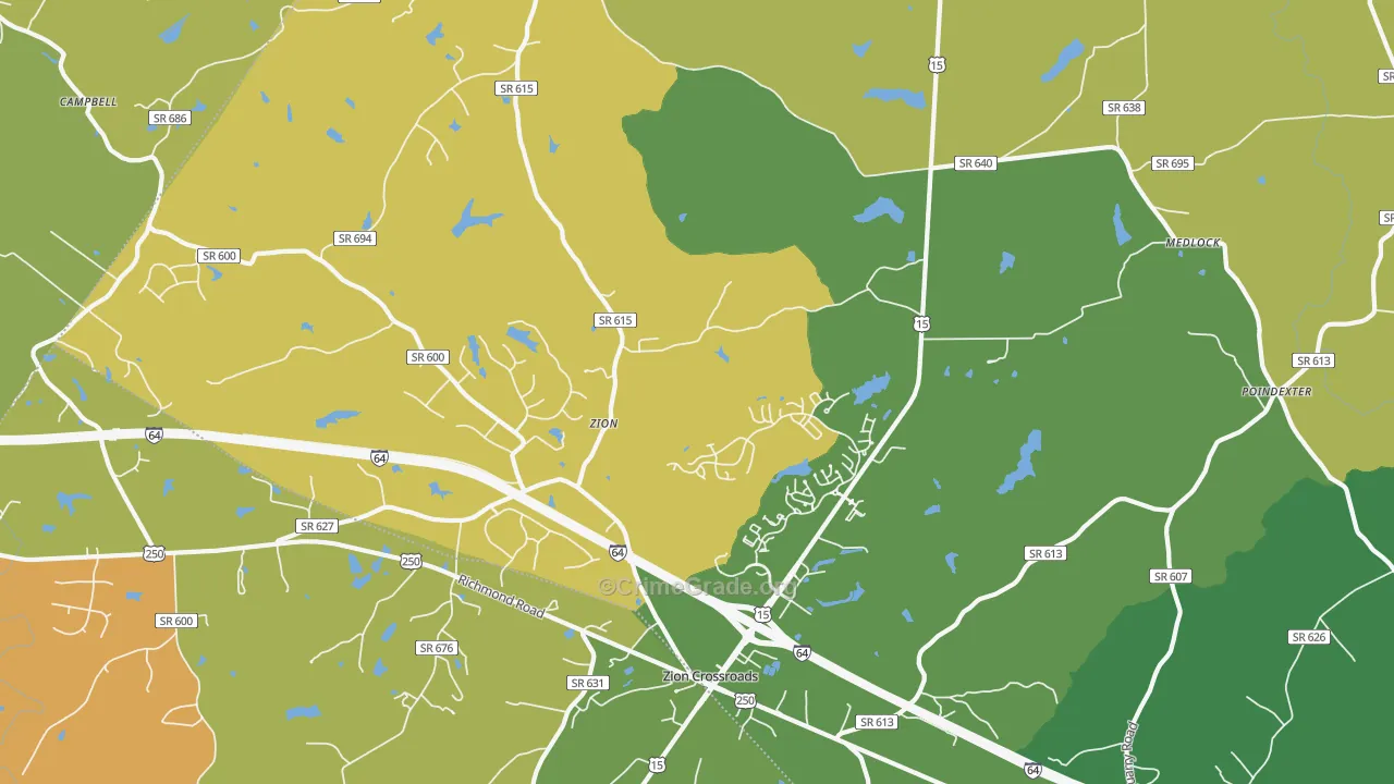 Zion, VA Map of Assault Rates