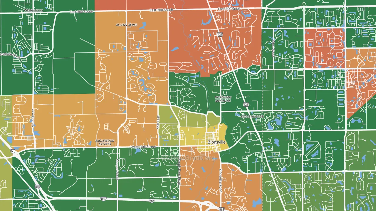 Zionsville, IN Map of Assault Rates