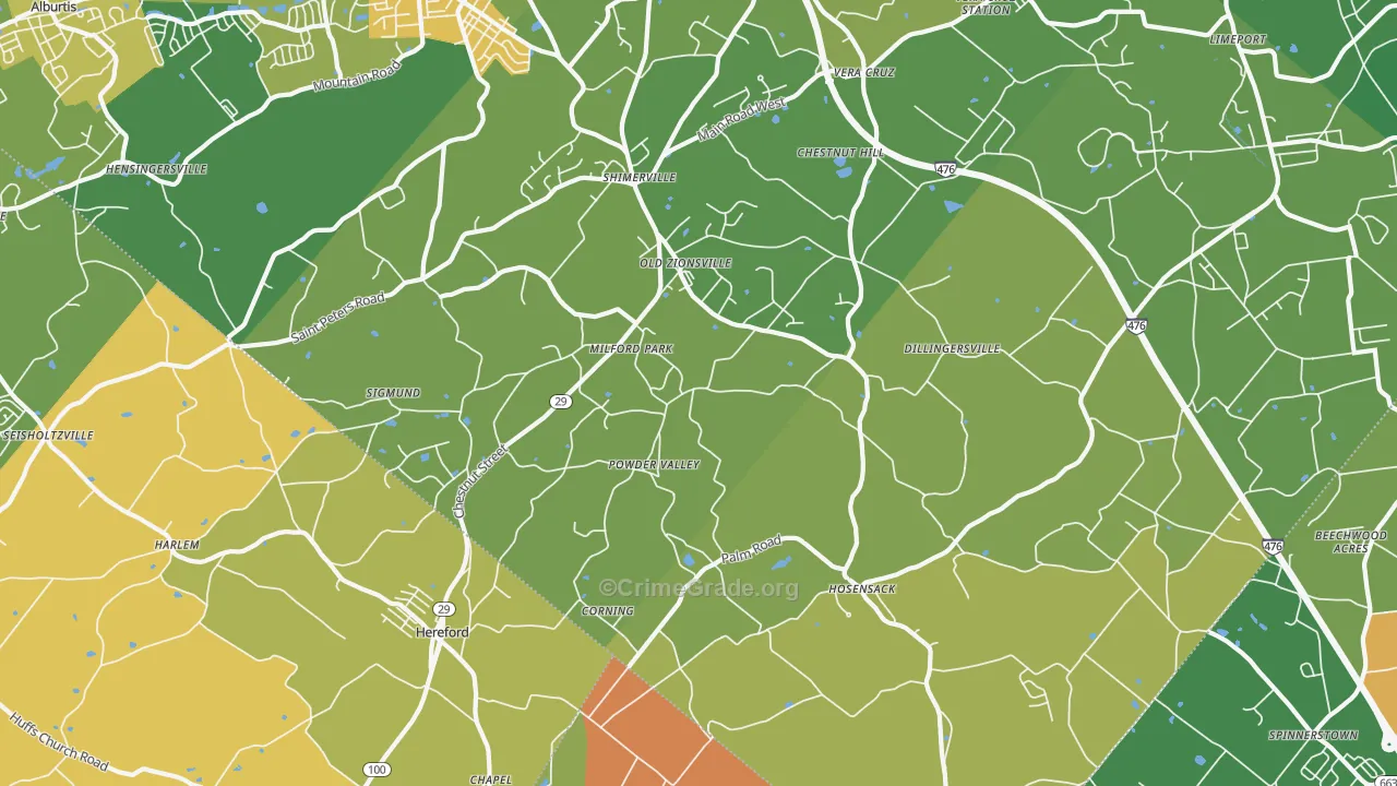 Zionsville, PA Map of Assault Rates