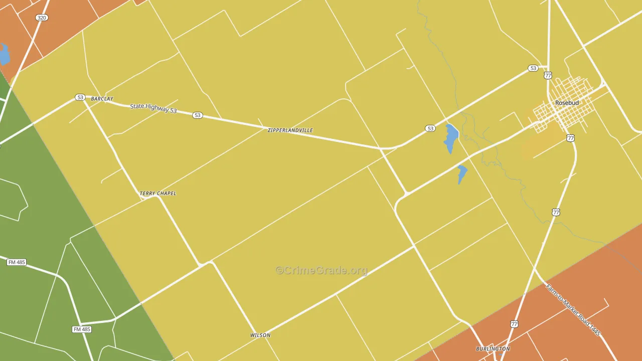 Zipperlandville, TX Map of Assault Rates