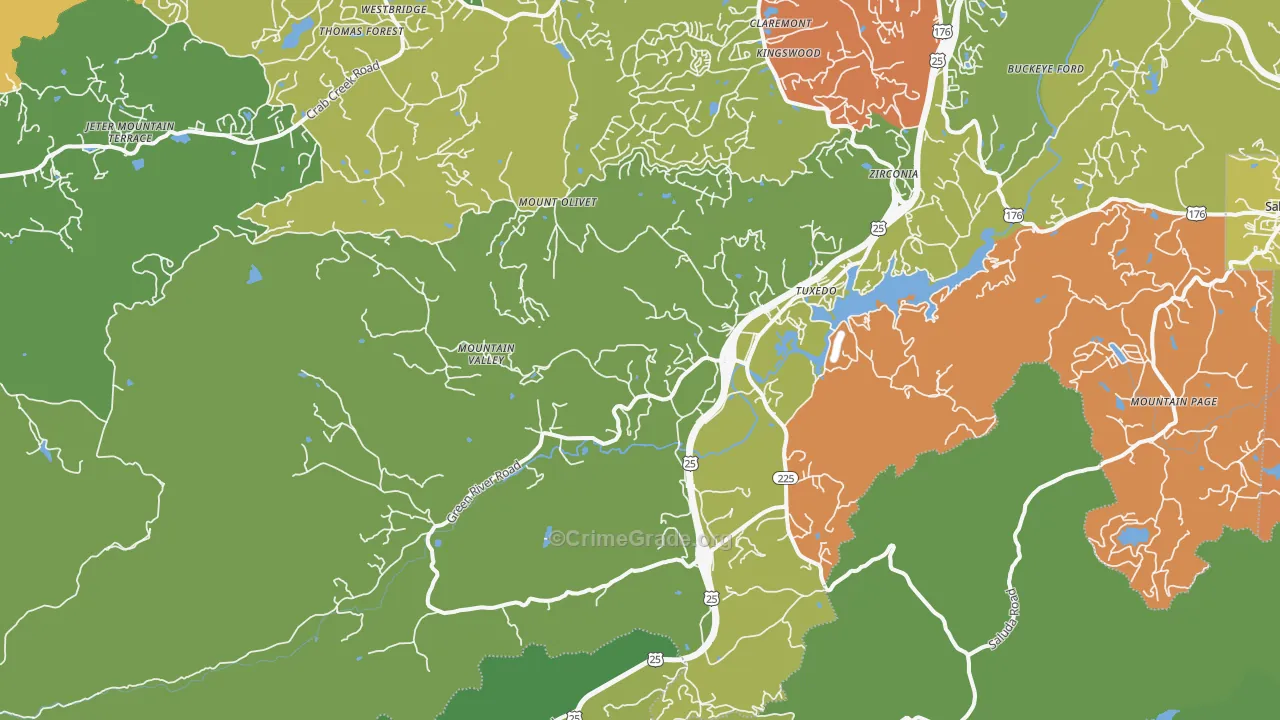Zirconia, NC Map of Assault Rates