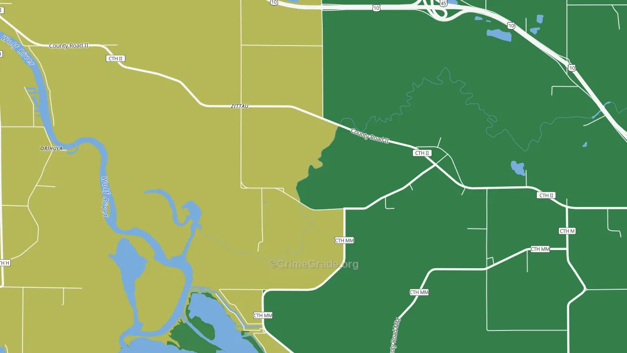 Zittau, WI Map of Assault Rates