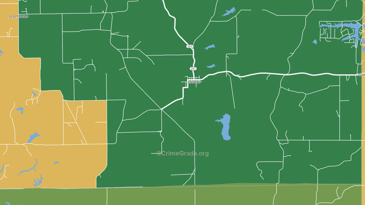Zoar, IN Map of Assault Rates