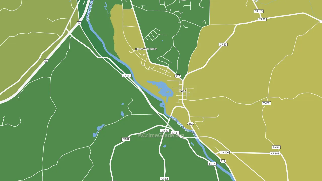 Zoar, OH Map of Assault Rates