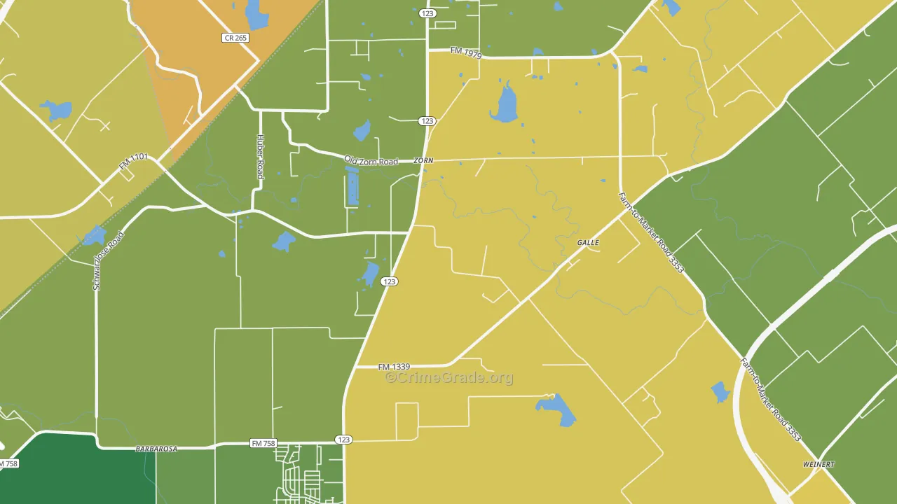 Zorn, TX Map of Assault Rates