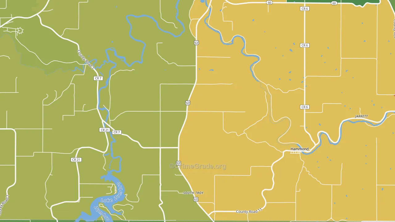 Zumbro Falls, MN Map of Assault Rates