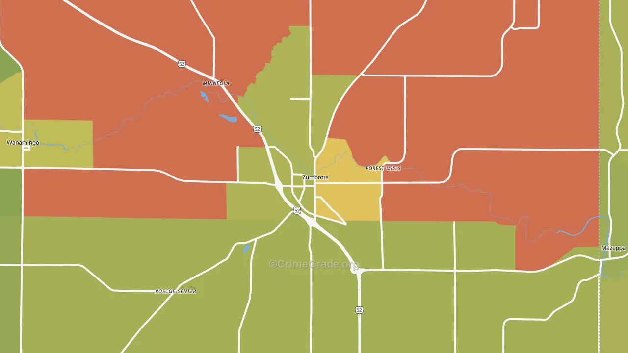 Zumbrota, MN Map of Assault Rates