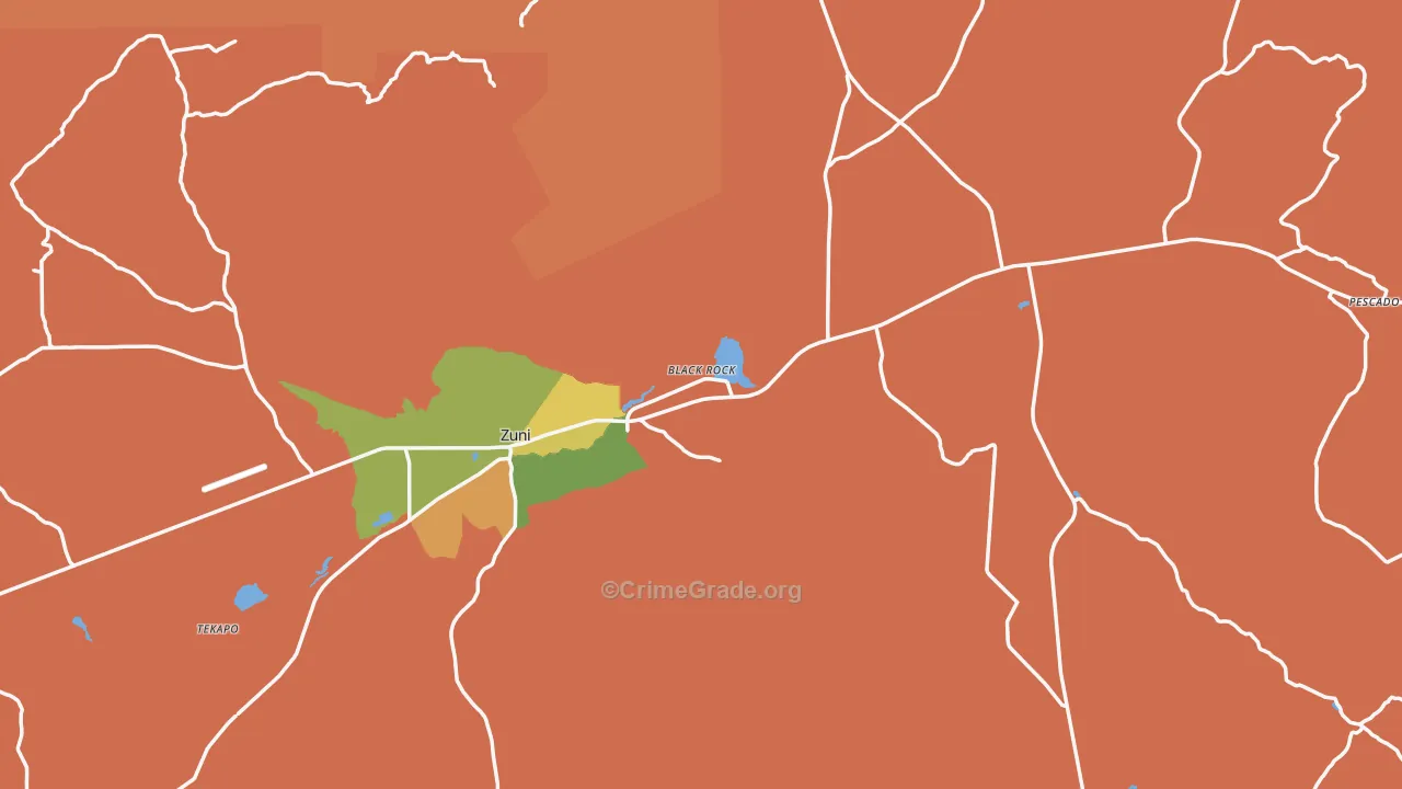 Zuni, NM Map of Assault Rates