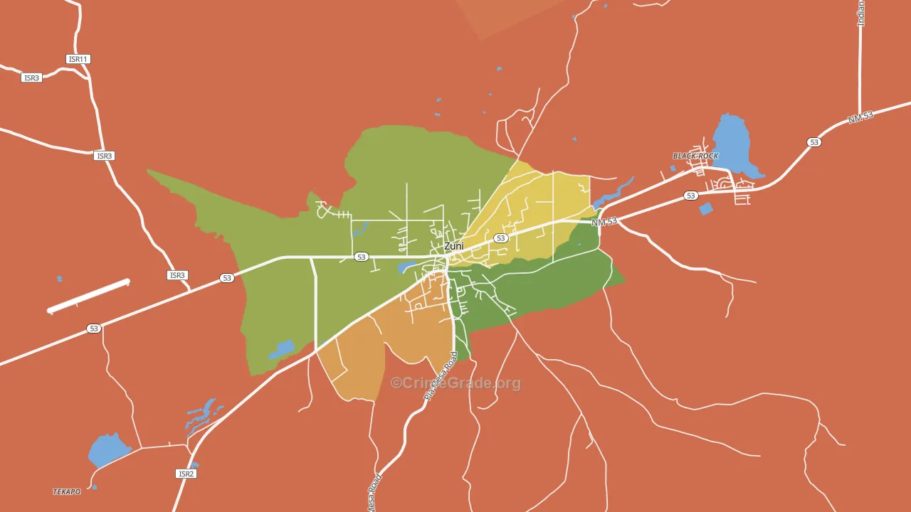 Zuni Pueblo, NM Map of Assault Rates