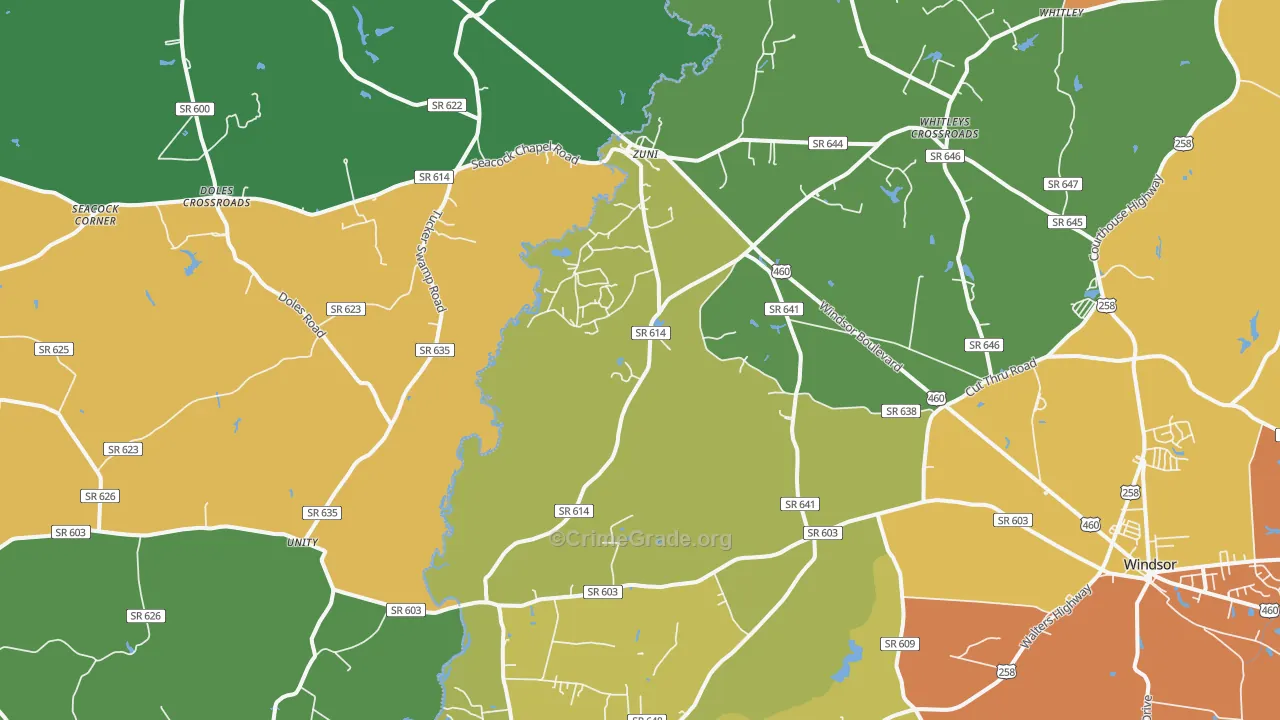 Zuni, VA Map of Assault Rates