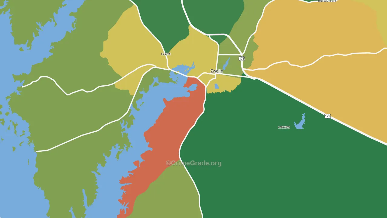 Zwolle, LA Map of Assault Rates