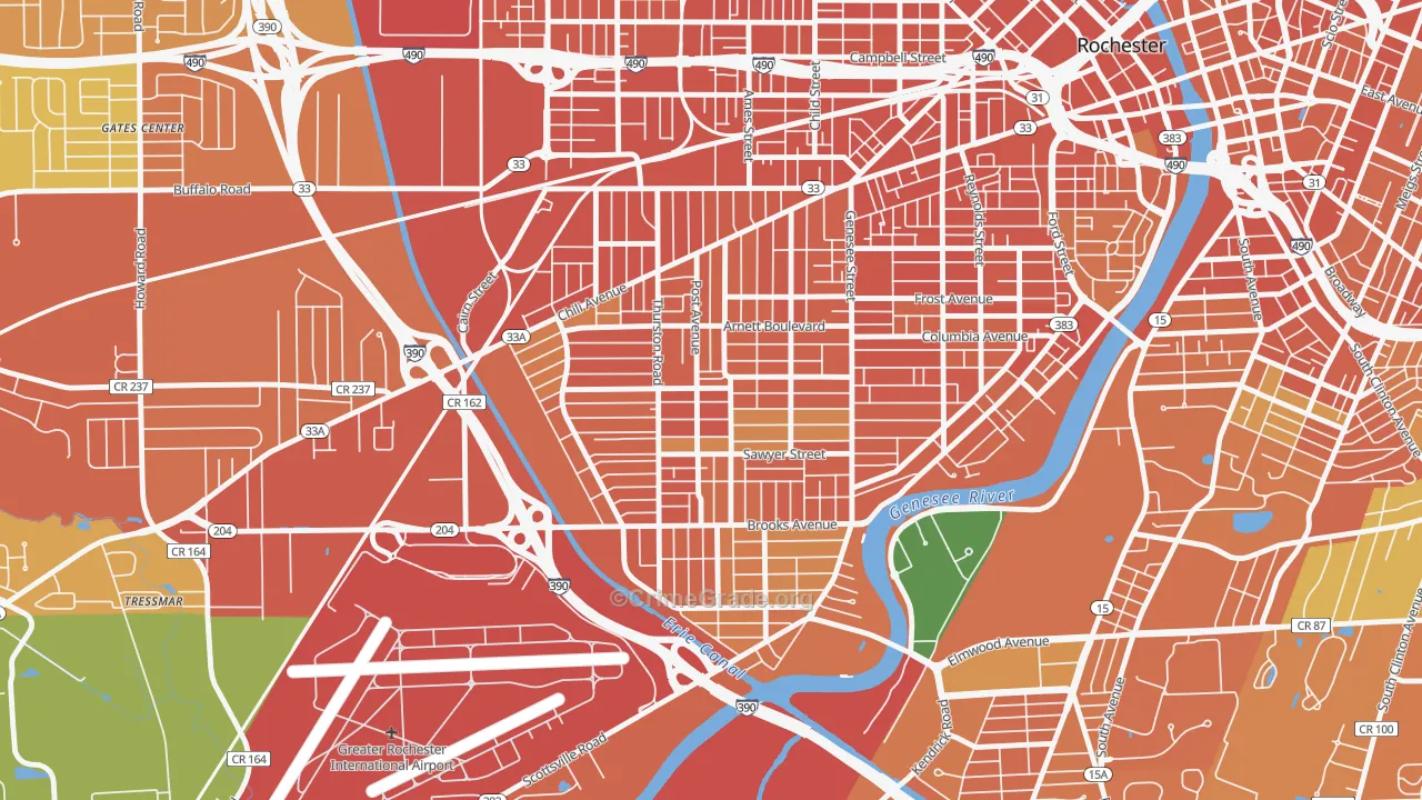 19th Ward, Rochester, NY Map of Burglary Rates