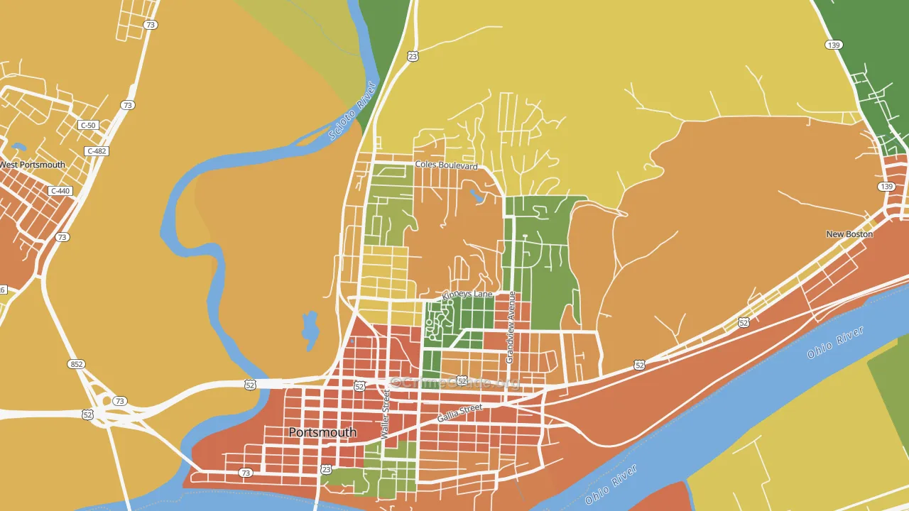 3rd Ward, Portsmouth, OH Map of Burglary Rates