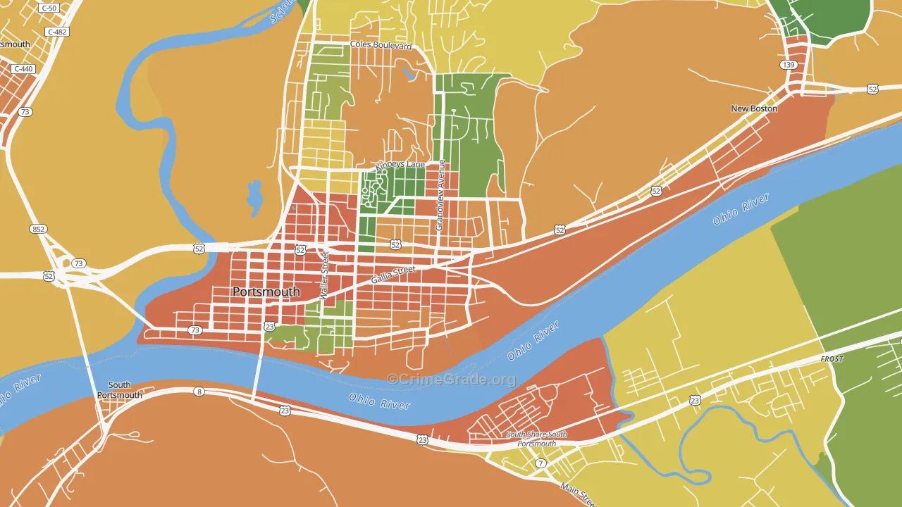 4th Ward, Portsmouth, OH Map of Burglary Rates