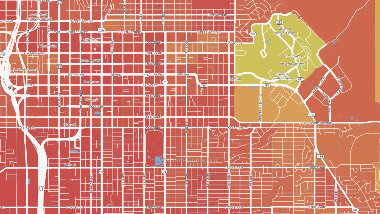 9th and 9th, Salt Lake City, UT Map of Burglary Rates