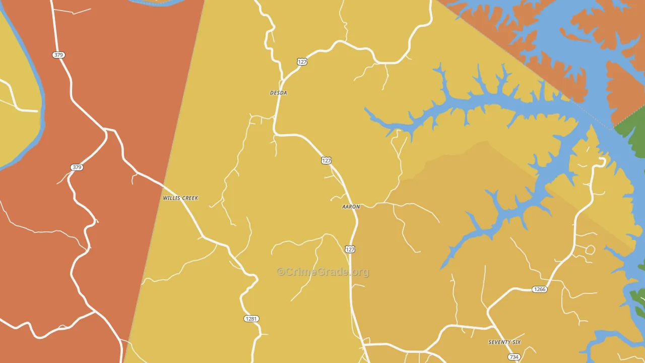 Aaron, KY Map of Burglary Rates