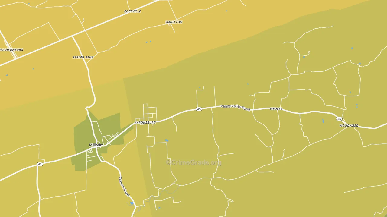 Aaronsburg, PA Map of Burglary Rates