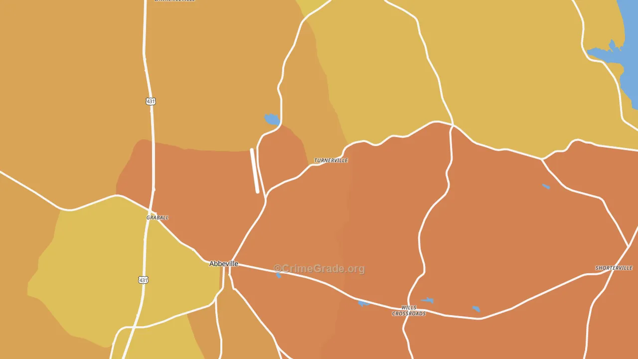 Abbeville, AL Map of Burglary Rates
