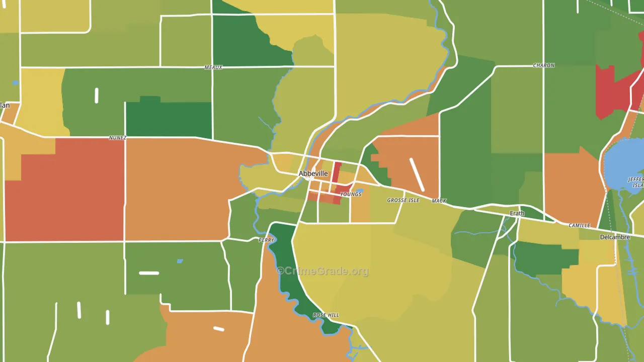 Abbeville, LA Map of Burglary Rates