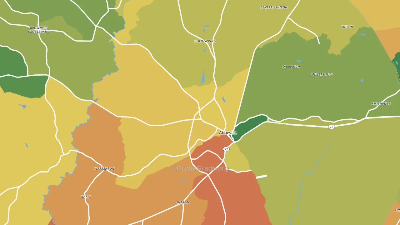 Abbeville, SC Map of Burglary Rates